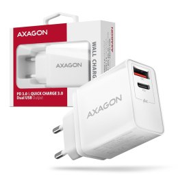 ACU-PQ22W Ładowarka sieciowa, PD & QC 22W, 2x port (USB-A + USB-C), PD3.0/QC3.0/AFC/FCP/Apple, biała