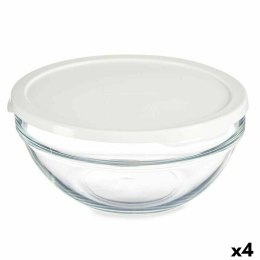 Okrągłe pudełko na lunch z pokrywką Chefs Biały 1,7 L 21 x 9 x 21 cm (4 Sztuk)