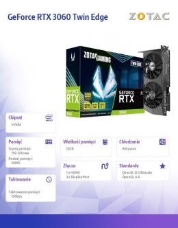 Karta graficzna GeForce RTX 3060 Twin Edge 12GB GDDR6 192bit LHR 3DP/HDMI