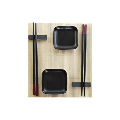 Zestaw do Sushi DKD Home Decor Czarny Naturalny Metal Bambus Kamionka Orientalny 30 x 40 cm 27,8 x 17,8 x 3 cm (7 Części) (27,8