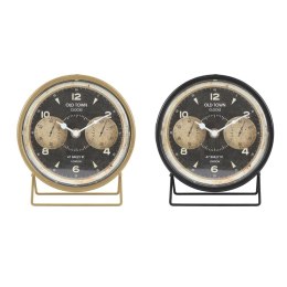 Stolné hodiny DKD Home Decor 12 x 5 x 14 cm Czarny Złoty Żelazo PVC Vintage (2 Sztuk)