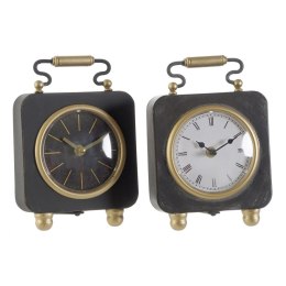 Stolné hodiny DKD Home Decor Czarny Srebrzysty PVC Metal Plastikowy 14,5 x 5 x 21 cm (2 Sztuk)