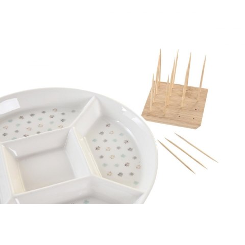 Tacka do przekąsek DKD Home Decor 23,5 x 23,5 x 3 cm Wielokolorowy Kamionka