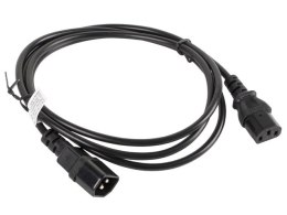 Kabel Lanberg CA-C13E-10CC-0018-BK (C14 / IEC C14 / IEC 320 C14 M - C13 F; 1,8m; kolor czarny)