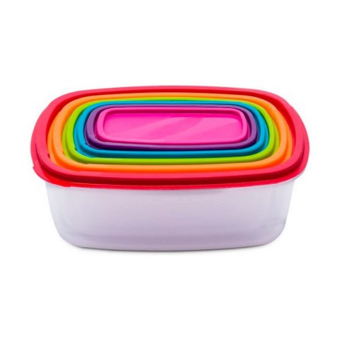 Set 6 Pojemników na Lunch 5five Simply Smart polipropylen 300 ml 225 ml 175 ml 12,5 ml 0,3 g 245 ml Wielokolorowy Prostokątny