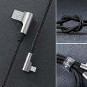CB-AL01 Black OEM nylonowy kabel USB - Lightning | 2m | wtyki 90 stopni | certyfikat MFi