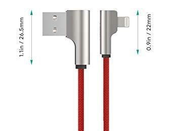 CB-AL01 OEM kabel 90° Lightning - USB-A 2m MFi Apple kątowy wtyki 90 stopni nylonowy oplot czerwony