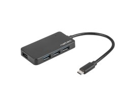 Koncentrator USB 4 porty Silkworm USB 3.0 czarny USB-C