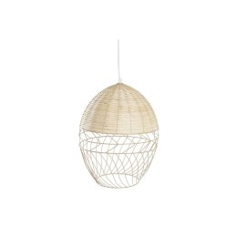 Lampa Sufitowa DKD Home Decor Metal Biały Jasnobrązowy Rattan 50 W (30 x 30 x 38 cm)