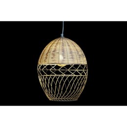 Lampa Sufitowa DKD Home Decor Metal Biały Jasnobrązowy Rattan 50 W (30 x 30 x 38 cm)