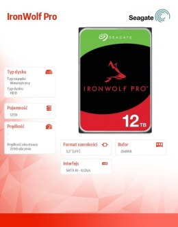 Dysk IronWolfPro12TB 3.5'' 256MB ST12000NT001