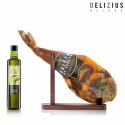 Zestaw łopatki dojrzewającej Bodega, oliwy z oliwek i stojaka na szynkę Delizius Deluxe