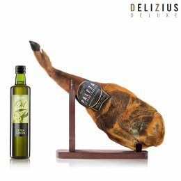 Zestaw łopatki iberyjskiej Cebo, oliwy z oliwek i stojaka na szynkę Delizius Deluxe - 4-4,5 Kg
