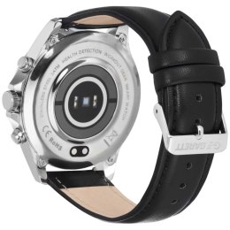 Garett Smartwatch Men Style srebrno-czarny, skórzany