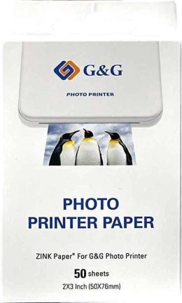 ZINK GG-ZP023-50 Papier fotograficzny do drukarek Canon, G&G, Huawei, HP, Polaroid, Xiaomi (50 mm x 76 mm; 50 szt)