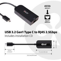 Adapter Club3D CAC-1520 (USB 3.2 Type C to Rj45 2.5 Gigabit LAN Ethernet Cable)