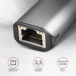ADE-25R Karta sieciowa 2.5 Gigabit Ethernet, Realtek 8156, USB-A 3.2 Gen 1, automatyczna instalacja, szara