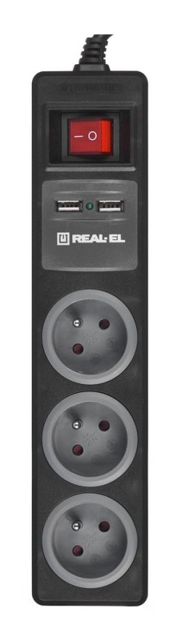 Listwa Zasilająca REAL-EL FRS-3 USB Charge 1,8m