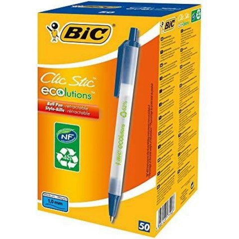 Długopis z płynnym atramentem Bic Clic Stic Niebieski 0,32 mm (50 Części)