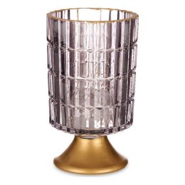 Latarnia LED Metal Szary Złoty Szkło (10,7 x 18 x 10,7 cm)