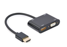 GEMBIRD ADAPTER HDMI MĘSKI DO HDMI ŻEŃSKI + VGA ŻEŃSKI Z AUDIO + PORT ZASILANIA