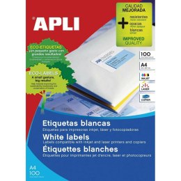 Etykiety samoprzylepne Apli Biały 100 Kartki 64,6 x 33,8 mm