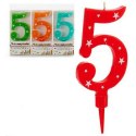Świeca Cyfry 5 (12 Sztuk)