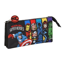 Piórnik Potrójny The Avengers Super heroes Czarny (22 x 12 x 3 cm)