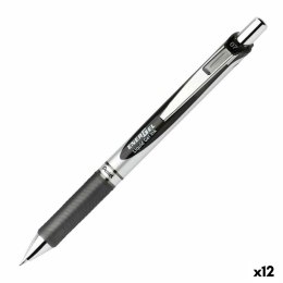 Długopis żelowy Pentel Energel XM Klick 0.7 Czarny 12 Części