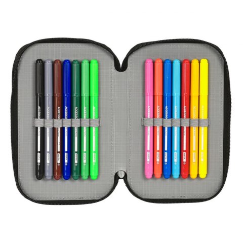 Etui szkolne z akcesoriami El Niño Green bali Czarny 12.5 x 19.5 x 4 cm (28 Części)