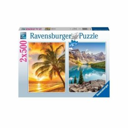 Układanka puzzle Ravensburger Mountains & Beach 2 x 500 Części