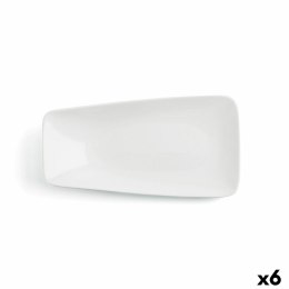 Płaski Talerz Ariane Vital Rectangular Prostokątny Biały Ceramika 38 x 20,4 cm (6 Sztuk)