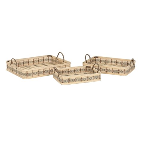 Zestaw tacek DKD Home Decor Jasnobrązowy Bambus 54 x 43 x 9 cm (3 Sztuk) (2 Sztuk)