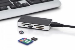 Czytnik kart 5-portowy USB 3.0 SuperSpeed, All-in-one, Czarno-srebrny