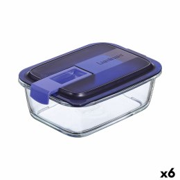 Hermetyczne pudełko na lunch Luminarc Easy Box Niebieski Szkło (6 Sztuk) (820 ml)
