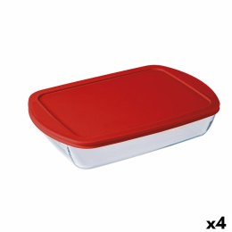 Prostokątne pudełko na lunch z pokrywką Ô Cuisine Cook&store Ocu Przezroczysty Szkło Silikon 4,5 L (4 Sztuk)