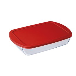 Prostokątne pudełko na lunch z pokrywką Ô Cuisine Cook&store Ocu Przezroczysty Szkło Silikon 4,5 L (4 Sztuk)