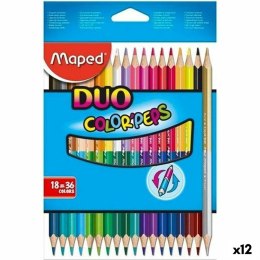 Kredki Maped Duo Color' Peps	 Wielokolorowy 18 Części Podwójny punkt (12 Sztuk)