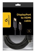 Kabel GEMBIRD CC-DP-HDMI-3M ( DisplayPort M - HDMI M -; 3m; kolor czarny)