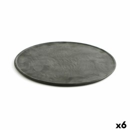 Talerz płaski Quid Mineral Gres Ceramika Czarny Ø 33 cm (6 Sztuk)