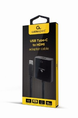 GEMBIRD ADAPTER NA KABLU USB TYP-C DO HDMI 4K 60HZ, 15CM, CZARNY