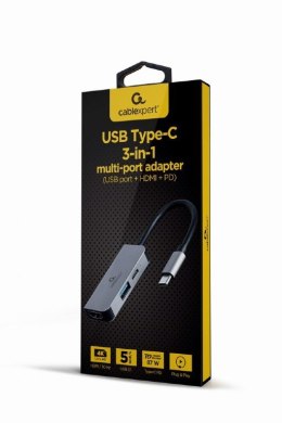 GEMBIRD MULTI ADAPTER USB TYP-C 3W1 (HUB USB + HDMI + PD)