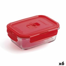 Hermetyczne pudełko na lunch Luminarc Pure Box 19 x 13 cm Czerwony 1,22 L Szkło (6 Sztuk)