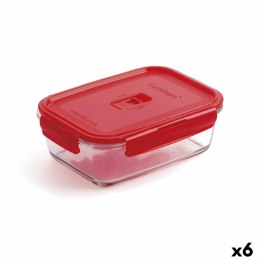 Hermetyczne pudełko na lunch Luminarc Pure Box Czerwony 16 x 11 cm 820 ml Szkło (6 Sztuk)