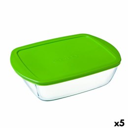 Prostokątne pudełko na lunch z pokrywką Pyrex Cook&store Px Kolor Zielony 2,5 L 28 x 20 x 8 cm Szkło Silikon (5 Sztuk)