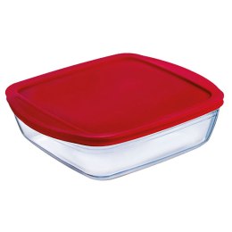 Kwadratowe pudełko na lunch z pokrywką Ô Cuisine Cook&store Ocu Czerwony 2,2 L 25 x 22 x 5 cm Szkło Silikon (5 Sztuk)