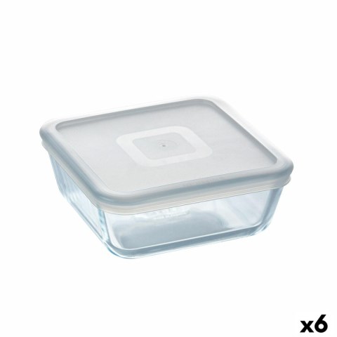 Kwadratowe pudełko na lunch z pokrywką Pyrex Cook&freeze 850 ml 14 x 14 cm Przezroczysty Szkło Silikon (6 Sztuk)