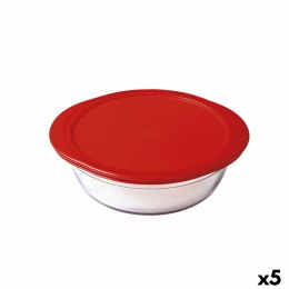 Okrągłe pudełko na lunch z pokrywką Ô Cuisine Cook & Store 21 x 21 x 7 cm Czerwony 1,1 L Silikon Szkło (5 Sztuk)