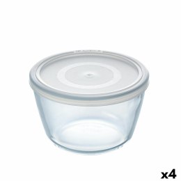 Okrągłe pudełko na lunch z pokrywką Pyrex Cook & Freeze 1,1 L 15 x 15 x 10 cm Przezroczysty Silikon Szkło (4 Sztuk)