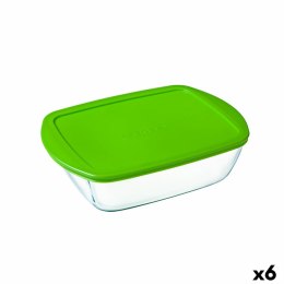 Prostokątne pudełko na lunch z pokrywką Pyrex Cook & Store Kolor Zielony 1,1 L 23 x 15 x 7 cm Silikon Szkło (6 Sztuk)
